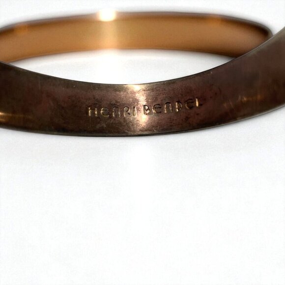 Henri Bendel Gold-Tone Hinged Bangle Bracelet With Black Enamel Crystal Accents - Picture 3 of 5